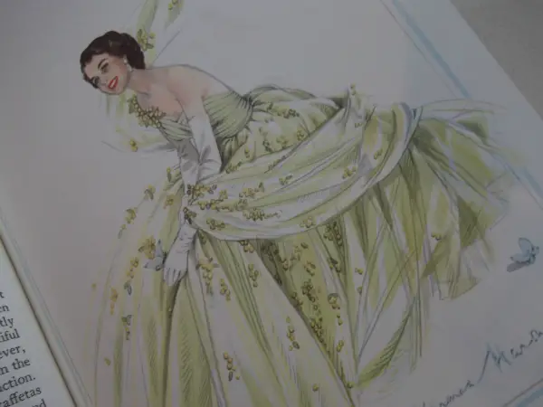 Norman Hartnell Illustration Mimosa Tulle Dress Worn By The Queen