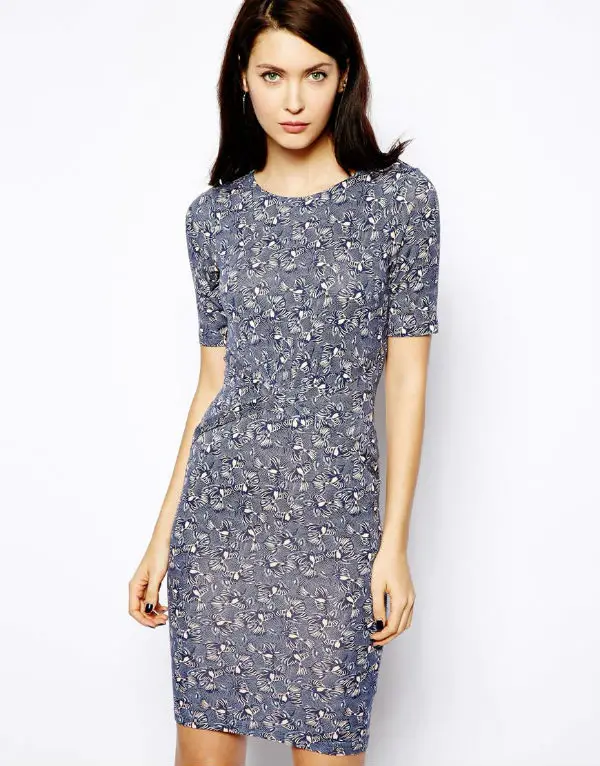 warehouse bird print dress